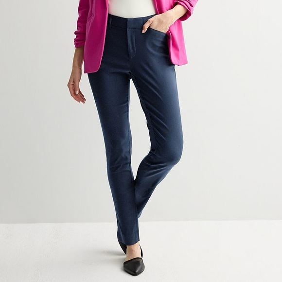 NWT Nine West Navy Blue Slim Ankle High Rise Pants‎ Women’s Sz 8 - Picture 1 of 6